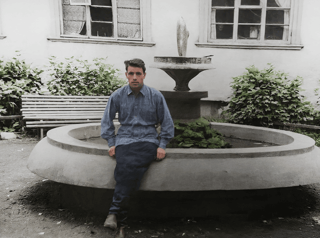 After: WWII military portrait with uniform colorization