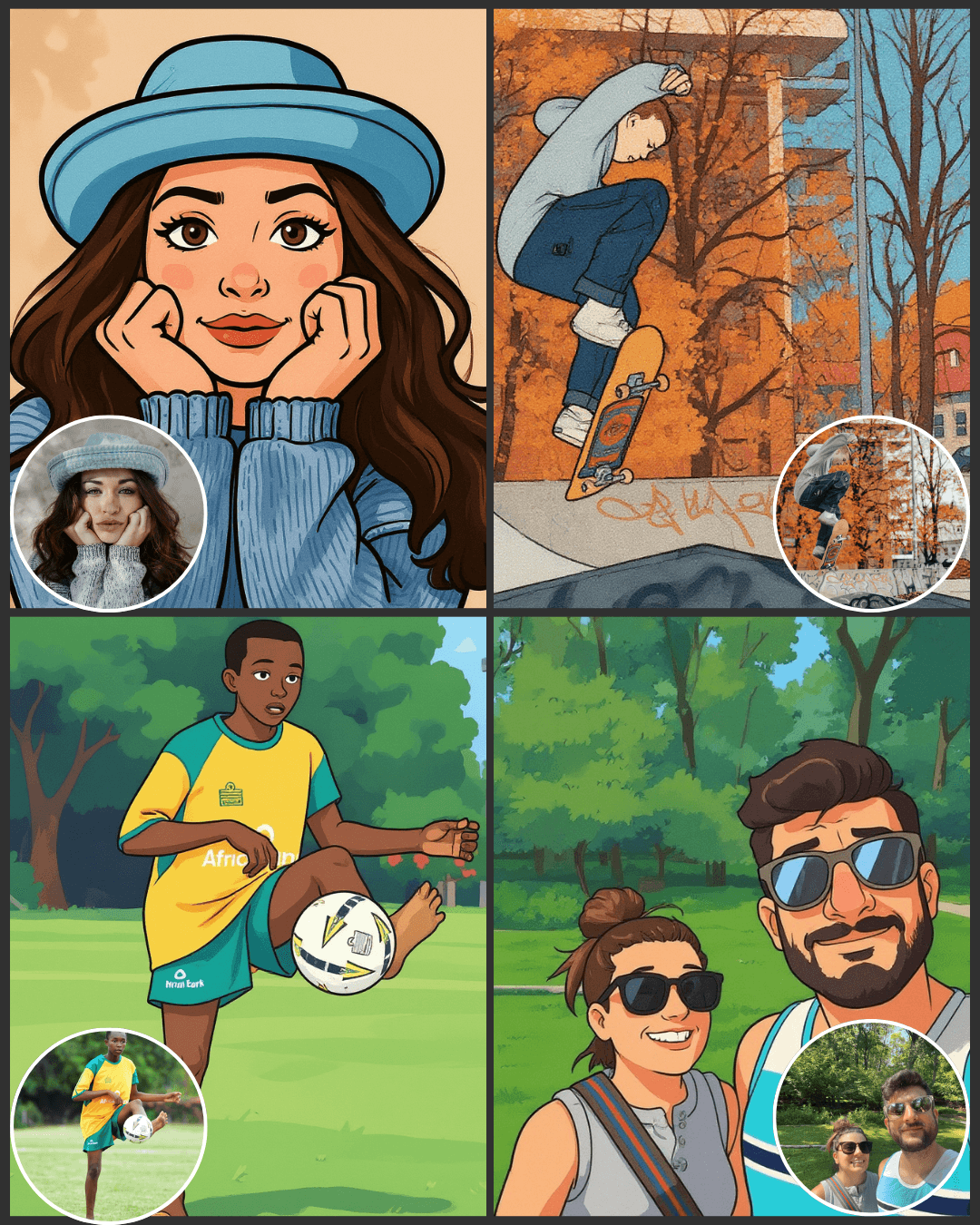 Photo transformed into animated cartoon style